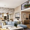 Modern Residential living Area 3D Interior Modelli by Ruturaj  Desai