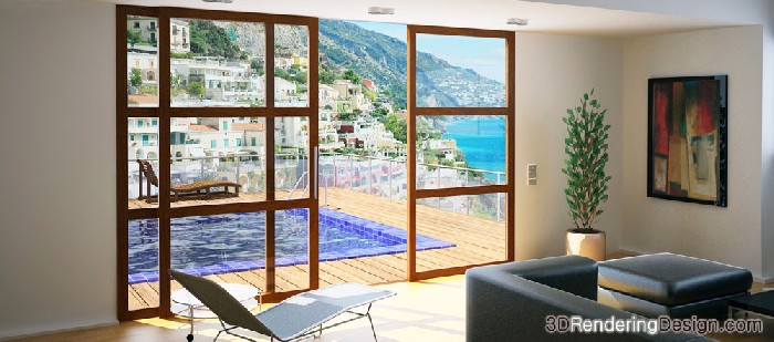 3d Interior For An Apartment In Positano. - 