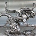 Large Alien metal sculpture table - unique art fur by Mari9art 