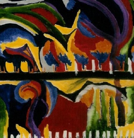 Horses with riders by Eleanor Wolper