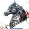 Horse head metal sculpture