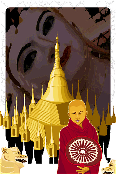 Boy Monk - Digital Drawing About Burma - 