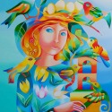 Woman with birds by Mairim Perez Roca