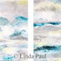 Moody Ocean and Sky  set of 2 Original acrylic pai by Linda Paul