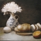 Still Life with Bread, Orange and Flowers