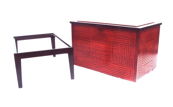 THE MAZE - Carved Wooden Wenge Chest With Frame - 