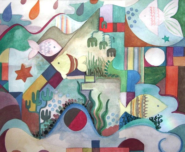 Watercolour With Fish - 
