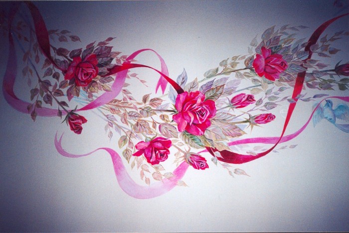Roses And Ribbons On A Ceiling. Detail. - 
