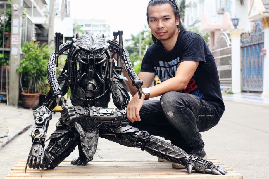 Predator Table Metal Sculpture - Scrap Metal Sculp - 