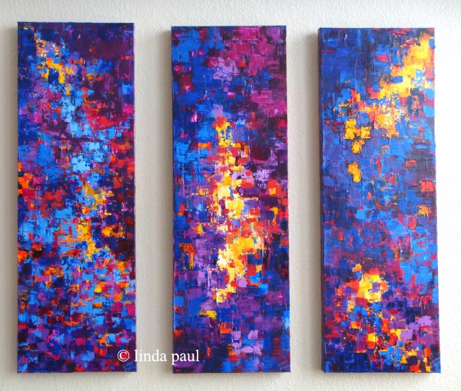 The Road Set Of 3 Abstract Paintings - 