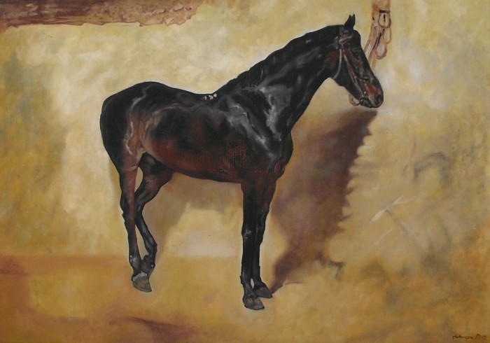 Eugene Delacroix - Study Of A Brown-Black Horse Te - 