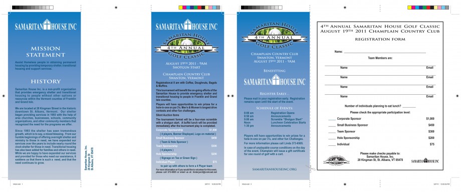 Samaritan House Golf Tournament Tri-Fold - 