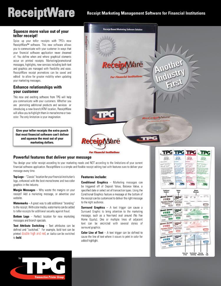 ReceiptWare Specification Sheet For POS Software P - 