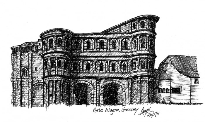 Rough Sketch - Porta Nigra In Trier, Germany - 
