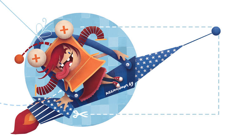 Girl On Selfmade Spaceship - 