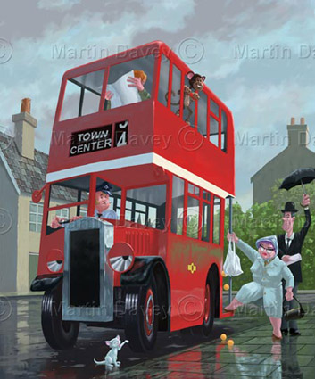 Bus Queue On Rainy Day - 