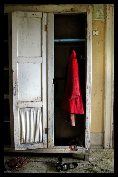 Red Coat In The Closet -- Abandoned Lunatic Asylum - 