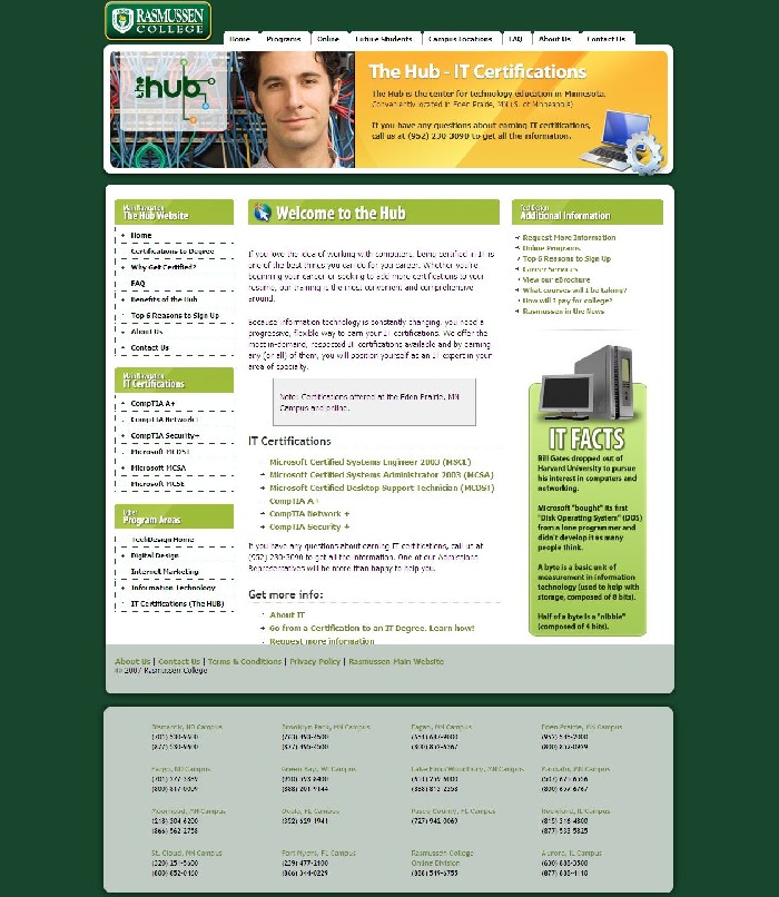 Rasmussen IT Certification The Hub Website - 