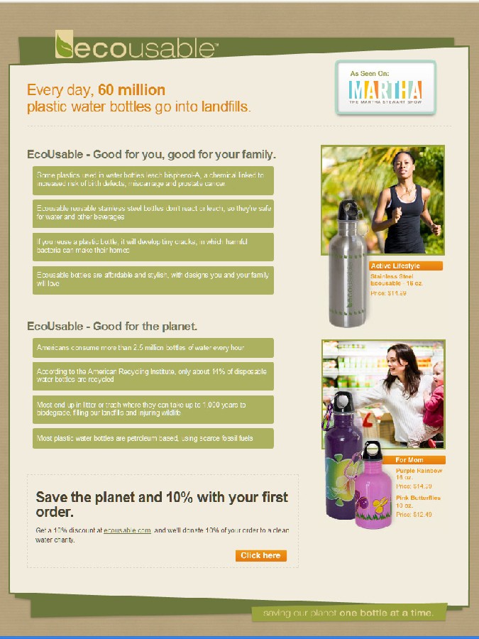 Screenshot From Reusable Bottle Site (HTML) - 
