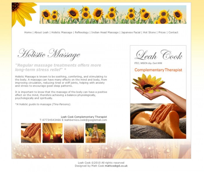 Leah Cook Complementary Therapist Website - 